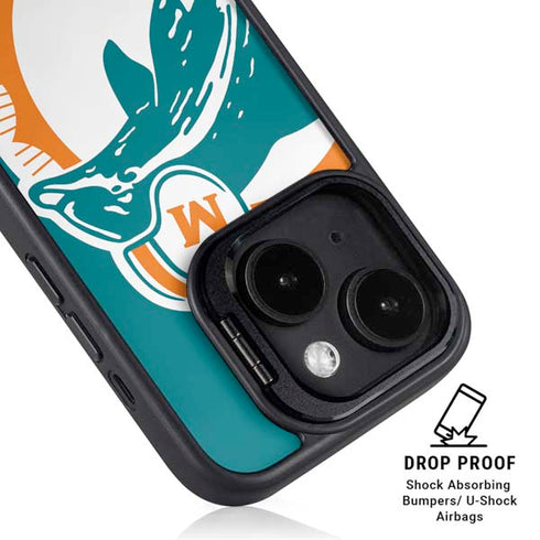 NFL Miami Dolphins Retro Logo iPhone 15 Plus Kickstand Case