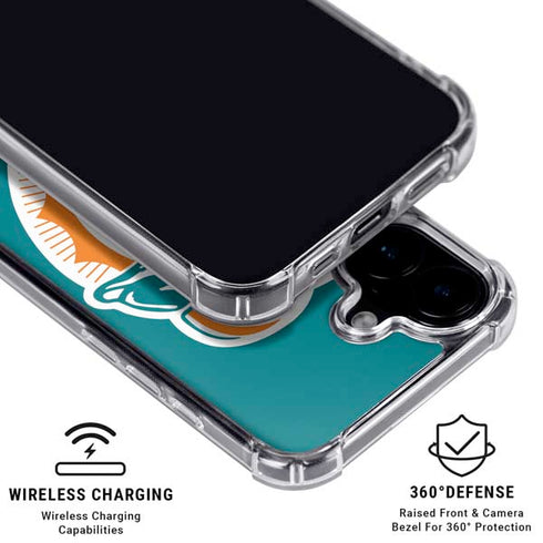 NFL Miami Dolphins Retro Logo iPhone 16 Plus Clear Case