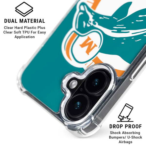 NFL Miami Dolphins Retro Logo iPhone 16 Plus Clear Case