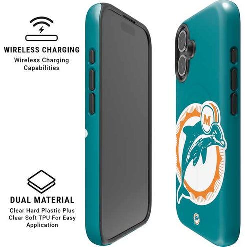 NFL Miami Dolphins Retro Logo iPhone 16 Plus Magsafe Impact Case