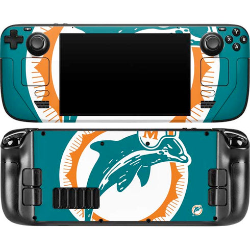 NFL Miami Dolphins Retro Logo Steam Deck Handheld Gaming Computer OLED Skin