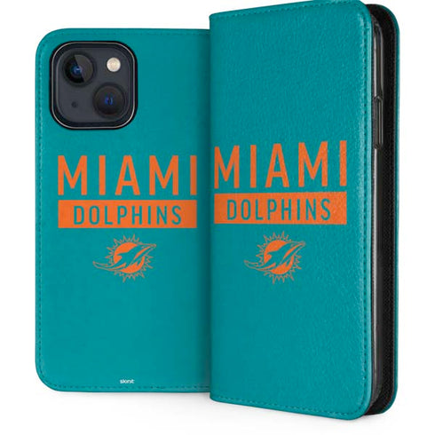 NFL Miami Dolphins Teal Performance Series iPhone 15 Plus Folio Case