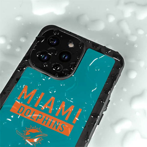 NFL Miami Dolphins Teal Performance Series iPhone 15 Pro Waterproof Case