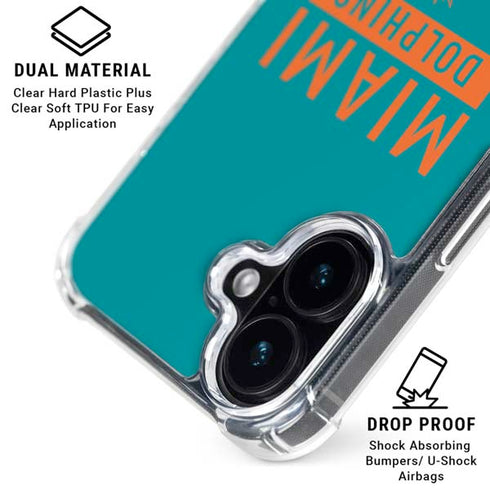 NFL Miami Dolphins Teal Performance Series iPhone 16 Plus Clear Case