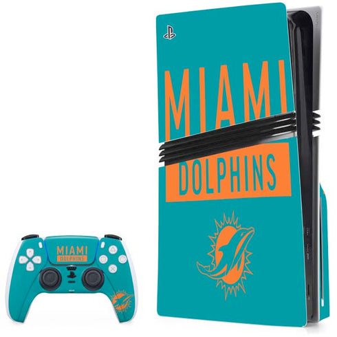 NFL Miami Dolphins Teal Performance Series PS5 Pro Disk Bundle Skin