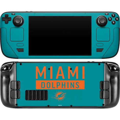 NFL Miami Dolphins Teal Performance Series Steam Deck Handheld Gaming Computer OLED Skin