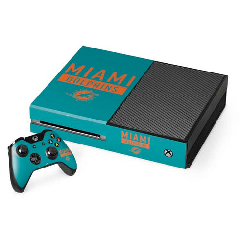 NFL Miami Dolphins Teal Performance Series Xbox One Console and Controller Bundle Skin