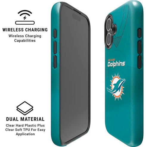 NFL Miami Dolphins Team Jersey iPhone 16 Plus Magsafe Impact Case