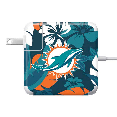 NFL Miami Dolphins Tropical Print 85W Power Adapter (15 and 17 inch MacBook Pro Charger) Skin