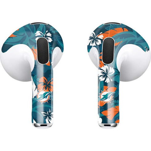 NFL Miami Dolphins Tropical Print Apple AirPods (3rd Gen 2021) Skin