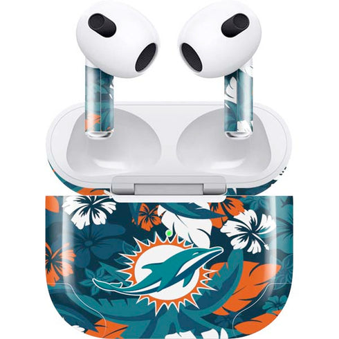 NFL Miami Dolphins Tropical Print Apple AirPods (3rd Gen 2021) Skin