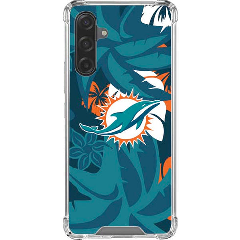 NFL Miami Dolphins Tropical Print Galaxy A17 Clear Case
