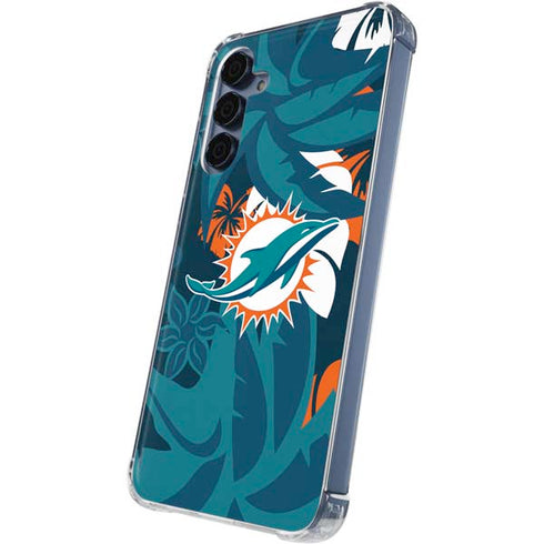 NFL Miami Dolphins Tropical Print Galaxy A35 5G Clear Case
