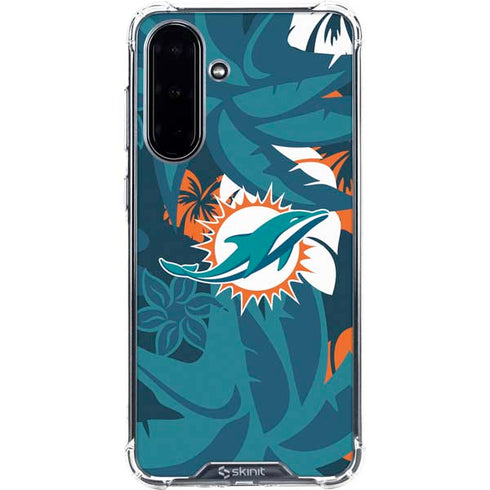 NFL Miami Dolphins Tropical Print Galaxy A36 5G Clear Case