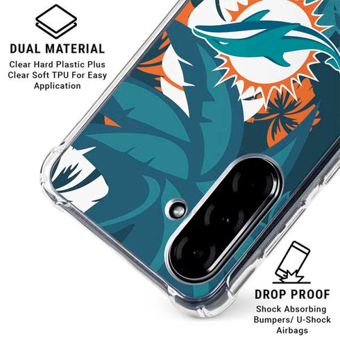 NFL Miami Dolphins Tropical Print Galaxy A36 5G Clear Case