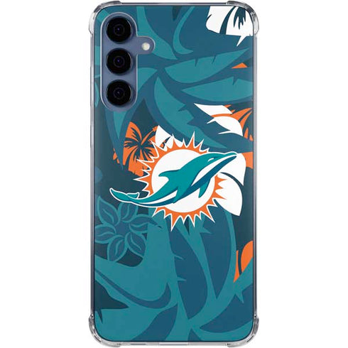 NFL Miami Dolphins Tropical Print Galaxy A55 5G Clear Case