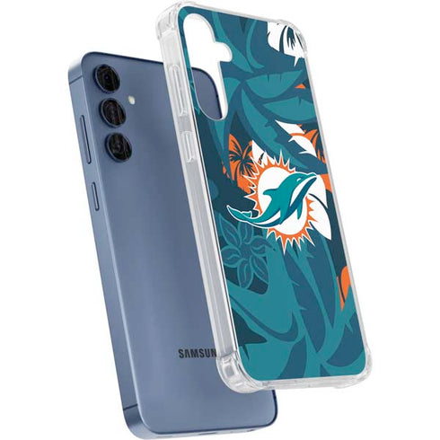 NFL Miami Dolphins Tropical Print Galaxy A55 5G Clear Case