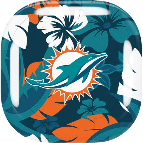 NFL Miami Dolphins Tropical Print Galaxy Buds Live Skin