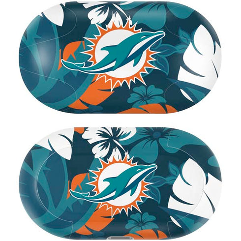 NFL Miami Dolphins Tropical Print Galaxy Buds Plus Skin