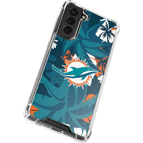 NFL Miami Dolphins Tropical Print Galaxy S22 Clear Case