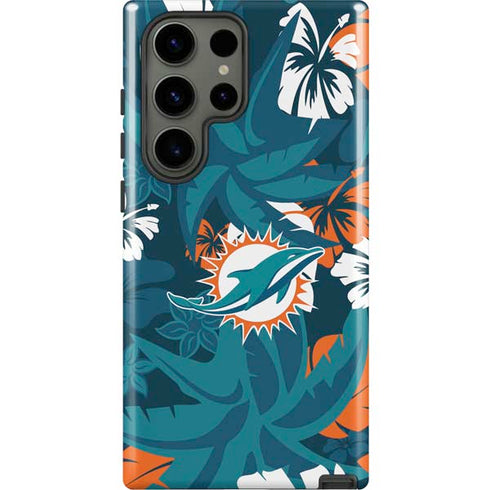 NFL Miami Dolphins Tropical Print Galaxy S23 Ultra Pro Case