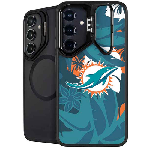 NFL Miami Dolphins Tropical Print Galaxy S25 Kickstand Case