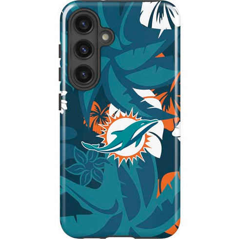 NFL Miami Dolphins Tropical Print Galaxy S25 Plus Impact Case