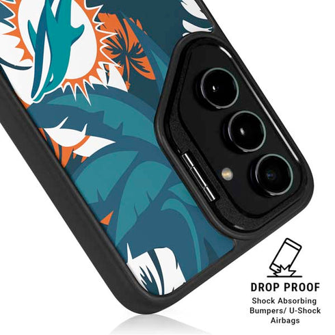 NFL Miami Dolphins Tropical Print Galaxy S24 Plus Kickstand Case