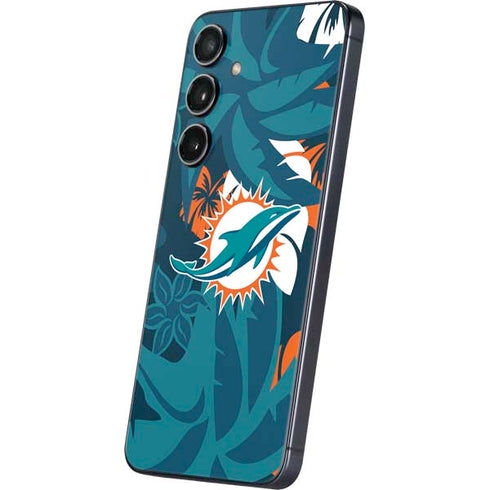 NFL Miami Dolphins Tropical Print Galaxy S25 Plus Skin