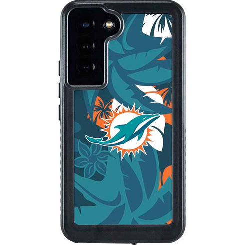 NFL Miami Dolphins Tropical Print Galaxy S24 Plus Waterproof Case
