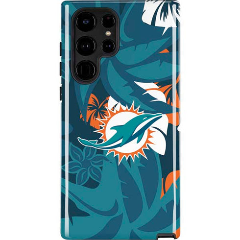 NFL Miami Dolphins Tropical Print Galaxy S25 Ultra Impact Case