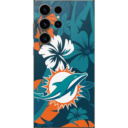 NFL Miami Dolphins Tropical Print Galaxy S24 Ultra Skin