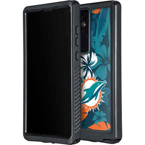 NFL Miami Dolphins Tropical Print Galaxy S24 Ultra Waterproof Case