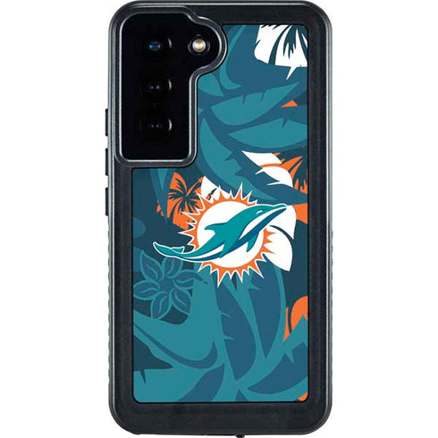 NFL Miami Dolphins Tropical Print Galaxy S24 Waterproof Case