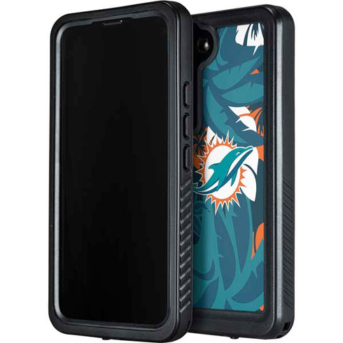 NFL Miami Dolphins Tropical Print Galaxy S24 Waterproof Case