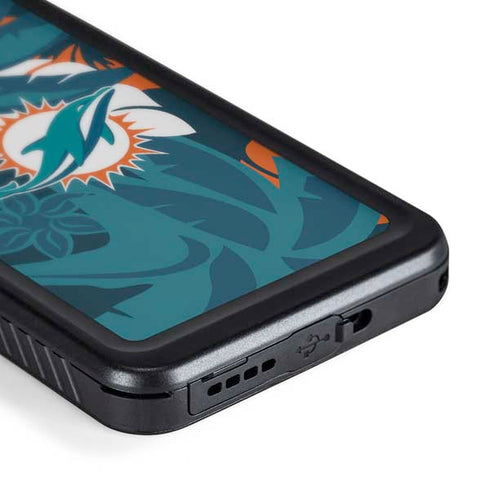 NFL Miami Dolphins Tropical Print Galaxy S24 Waterproof Case