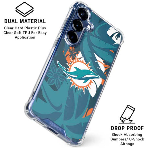 NFL Miami Dolphins Tropical Print Galaxy S25 Clear Case