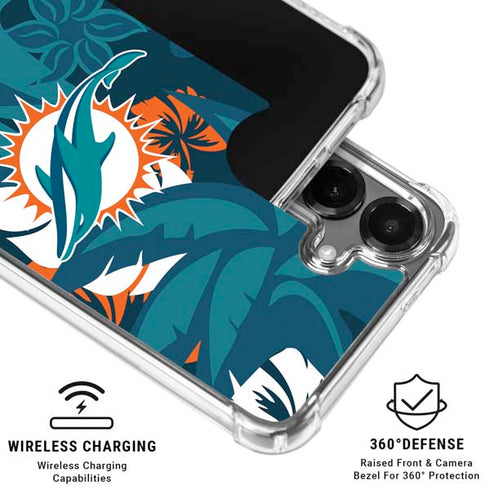 NFL Miami Dolphins Tropical Print Galaxy S26 Clear Case