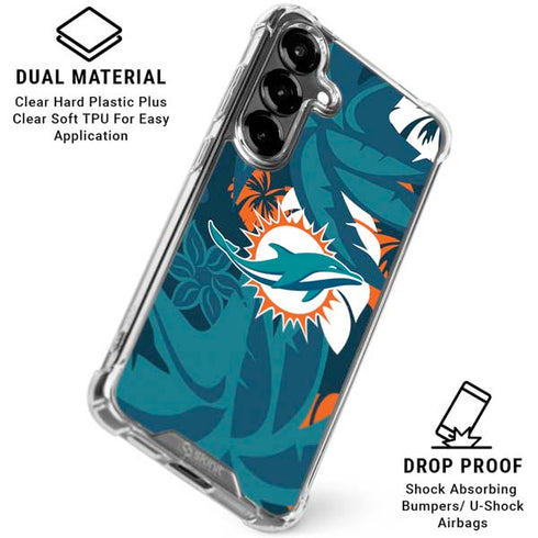 NFL Miami Dolphins Tropical Print Galaxy S26 Plus Clear Case