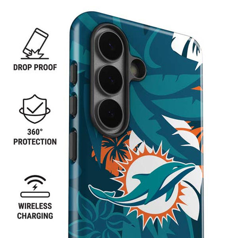 NFL Miami Dolphins Tropical Print Galaxy S26 Plus Impact Case