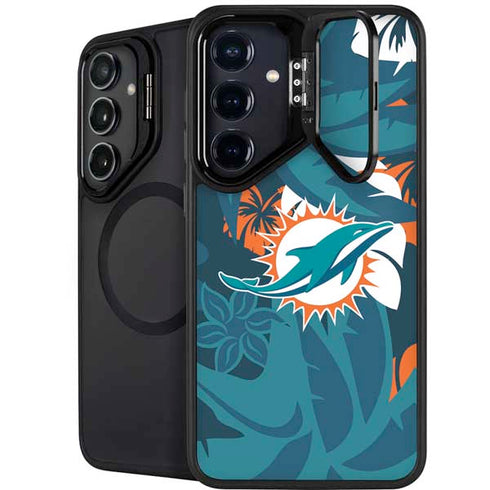 NFL Miami Dolphins Tropical Print Galaxy S26 Plus Kickstand Case