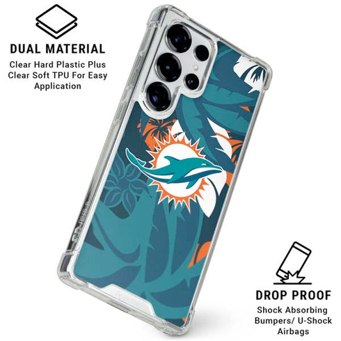 NFL Miami Dolphins Tropical Print Galaxy S26 Ultra Clear Case