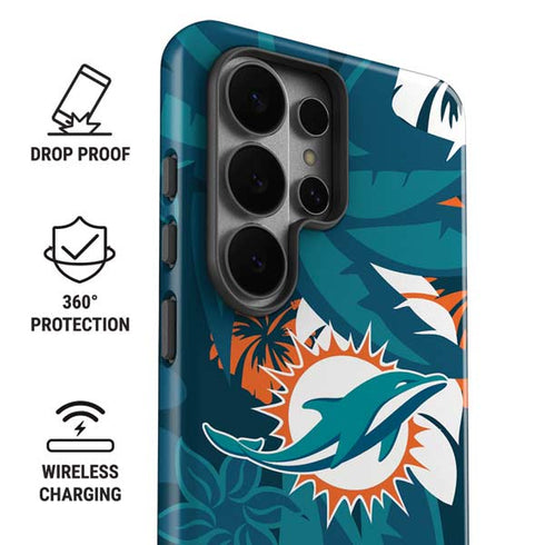 NFL Miami Dolphins Tropical Print Galaxy S26 Ultra Impact Case