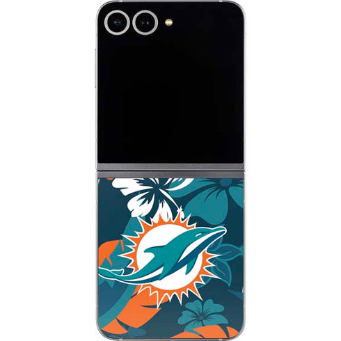 NFL Miami Dolphins Tropical Print Galaxy Z Flip6 Skin