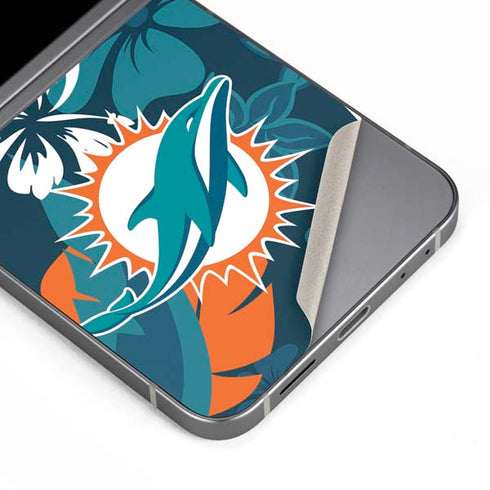 NFL Miami Dolphins Tropical Print Galaxy Z Flip6 Skin