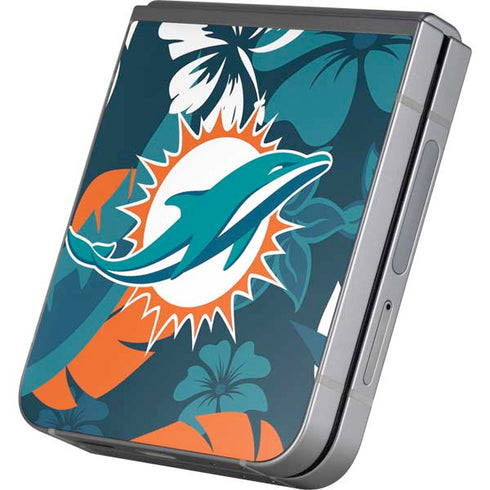 NFL Miami Dolphins Tropical Print Galaxy Z Flip6 Skin