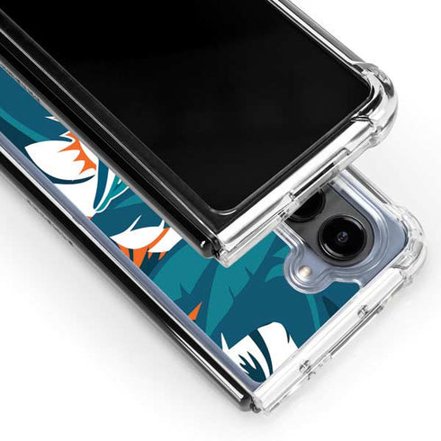NFL Miami Dolphins Tropical Print Galaxy Z Fold5 5G Clear Case