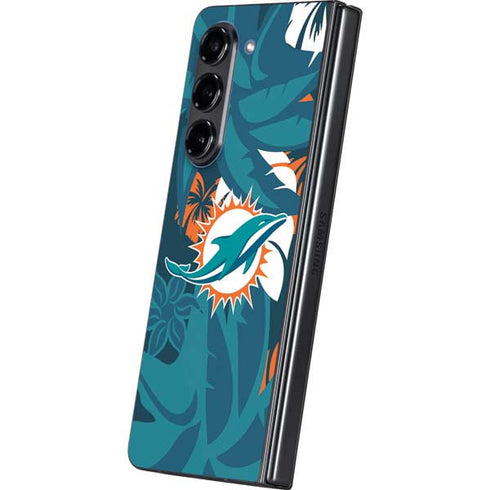 NFL Miami Dolphins Tropical Print Galaxy Z Fold5 5G Skin