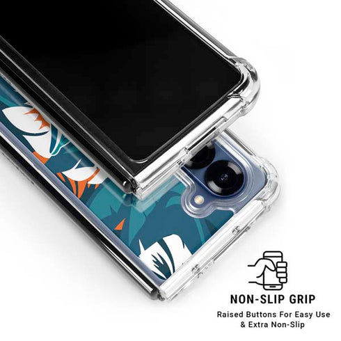 NFL Miami Dolphins Tropical Print Galaxy Z Fold6 Clear Case