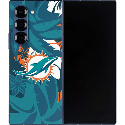 NFL Miami Dolphins Tropical Print Galaxy Z Fold6 Skin
